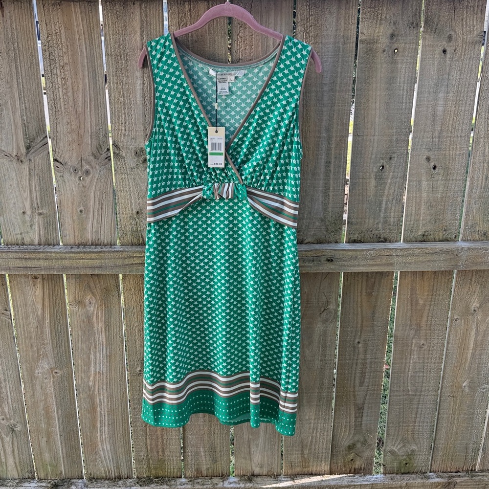 Studio M Green and White Heart Pattern Dress sleeveless